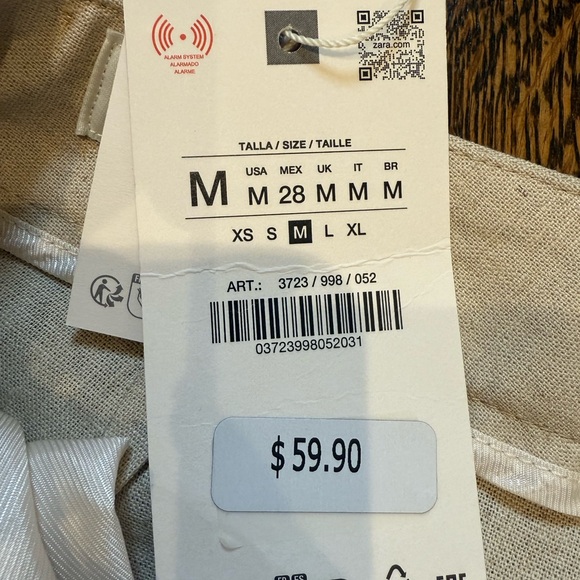 NWT Zara Light Beige Button-Up Top and Pants Set Size US Medium - Picture 12 of 12